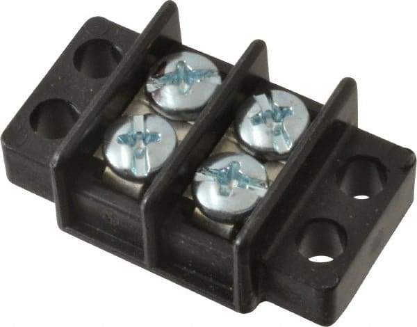 Ideal - 2 Poles, 300 Volt, 30 Amp, -40 to 266°F, Polyester Thermoplastic, Polyester Thermoplastic Multipole Terminal Block - Zinc Plated Steel, 22 to 14 AWG Compatibility, 0.41 Inch High - Best Tool & Supply