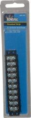 Ideal - 10 Poles, 300 Volt, 30 Amp, -40 to 266°F, Polyester Thermoplastic, Polyester Thermoplastic Multipole Terminal Block - Zinc Plated Steel, 22 to 14 AWG Compatibility, 0.41 Inch High - Best Tool & Supply