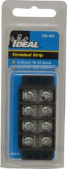 Ideal - 4 Poles, 300 Volt, 30 Amp, -40 to 266°F, Polyester Thermoplastic, Polyester Thermoplastic Multipole Terminal Block - Zinc Plated Steel, 22 to 12 AWG Compatibility, 0.56 Inch High - Best Tool & Supply