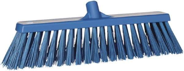 Vikan - 19" Heavy Duty Synthetic Push Broom - 4-1/2" Bristle Length, Plastic Block, European Threaded Handle Connection - Best Tool & Supply