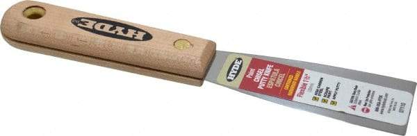 Hyde Tools - 1-1/2" Wide Steel Putty Knife - Flexible, Hardwood Handle, 7-3/4" OAL - Best Tool & Supply