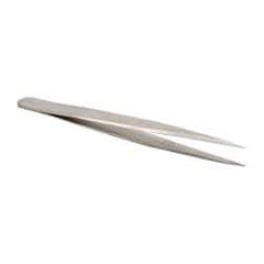 Value Collection - 4-1/2" OAL 1-SA Dumont-Style Swiss Pattern Tweezers - Tapered Shanks with Beveled Edges, Sharp Points - Best Tool & Supply