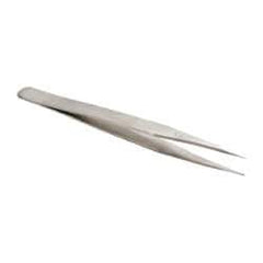 Value Collection - 4-3/4" OAL 3-SA Dumont-Style Swiss Pattern Tweezers - Tapered Shanks with Beveled Edges, Honed, Sharp Points - Best Tool & Supply