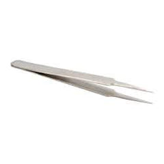 Value Collection - 4-11/32" OAL 4-SA Dumont-Style Swiss Pattern Tweezers - Indented Shanks with Beveled Edges, Extra-Honed Points - Best Tool & Supply