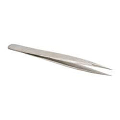 Value Collection - 4-3/4" OAL OO-SA Dumont-Style Swiss Pattern Tweezers - Thick Shanks with Flat Edges, Honed, Blunt Points - Best Tool & Supply