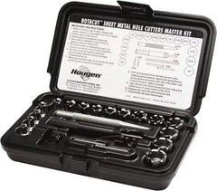 Hougen - 21 Piece, 1/4 to 3/4" Cutter Diam, 1/4" Cutting Depth, High Speed Steel Annular Cutter Set - Bright Finish, 1/4 to 3/4" Cutter Diams, 3 Flats on Shank - Best Tool & Supply