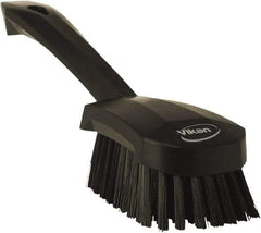 Vikan - 1.3" Bristle Length, Polyester Scrub Brush - 4-1/4" Long x 2-3/4" Wide Head, 10" OAL, Black, Polypropylene Block - Best Tool & Supply