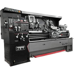 Jet - 17" Swing, 40" Between Centers, 230/460 Volt, Triple Phase Engine Lathe - 7-1/2 hp, 3-1/8" Bore Diam, 44" Deep x 68" High x 94" Long - Best Tool & Supply