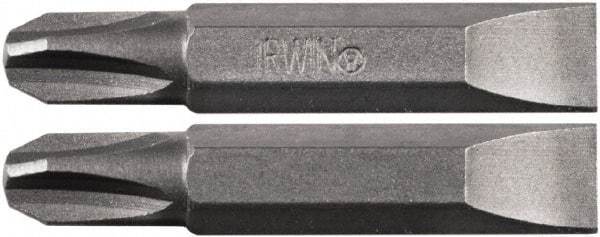 Irwin - 1/4" Drive, #3 Slotted Screwdriver Bit - 1-1/2" OAL - Best Tool & Supply