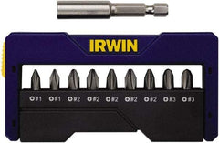 Irwin - 10 Piece, 1/4" Drive Screwdriver Insert Bit Set - #1 to #3 Phillips, 0.05 to 1/4" Hex, 1.27 to 10mm Hex - Best Tool & Supply