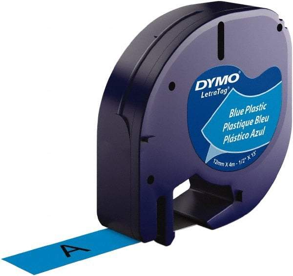 Dymo - 1/2" Wide x 156" Long, Black on Blue Plastic Label Printer Cartridge - For DYMO Letratag Printers - Best Tool & Supply