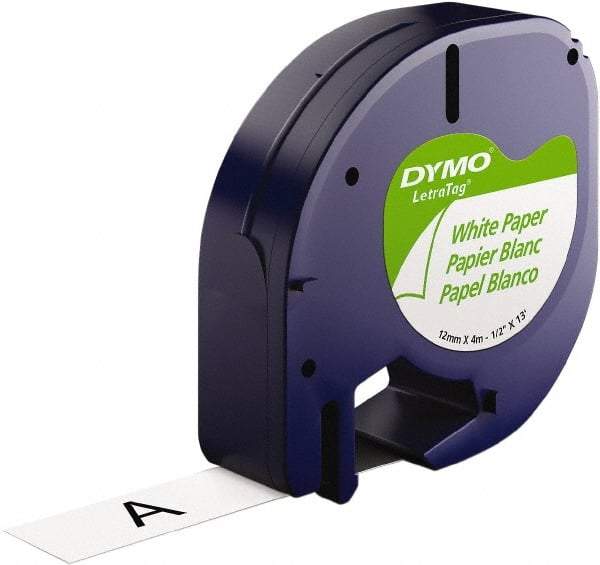 Dymo - 1/2" Wide x 156" Long, Black on White Paper Label Printer Cartridge - For DYMO Letratag Printers - Best Tool & Supply