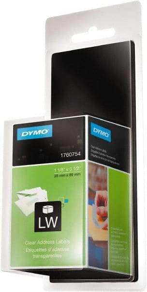 Dymo - 1-1/8" Wide x 3-1/2" Long, Clear Shipping Label - For DYMO LabelWriter Printers - Best Tool & Supply