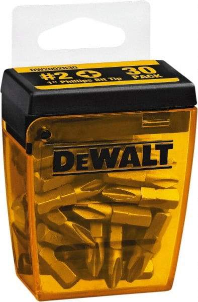 DeWALT - #2, Tip Phillips Screwdriver Bit - 1/4" Drive, 1" OAL - Best Tool & Supply