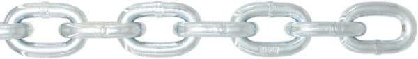 Value Collection - 3/8" Welded High Test Chain - 5,400 Lb Capacity, Grade 40, 75' Long, Zinc Plated Finish - Best Tool & Supply