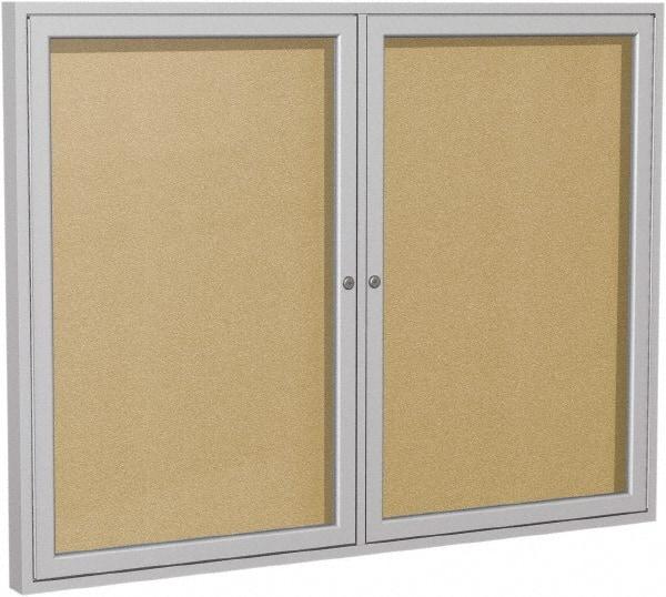 Ghent - 48" Wide x 36" High Enclosed Cork Bulletin Board - Vinyl, Caramel - Best Tool & Supply