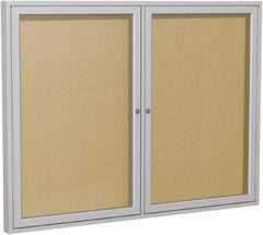 Ghent - 48" Wide x 36" High Enclosed Cork Bulletin Board - Vinyl, Caramel - Best Tool & Supply