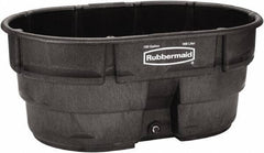 Rubbermaid - 150 Gallon Black Oval Plastic Stock Tank - 25" High x 39" Diam - Best Tool & Supply