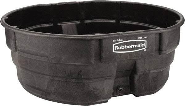 Rubbermaid - 300 Gallon Black Oval Plastic Stock Tank - 25" High x 69" Diam - Best Tool & Supply