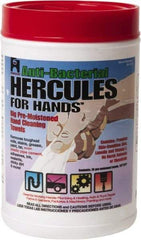 Hercules - Pre-Moistened Hand Cleaning Wipes - Canister, 12" x 10" Sheet Size, White - Best Tool & Supply