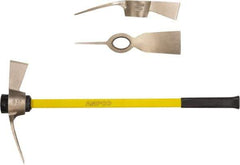 Ampco - 5 Lb Head Nonsparking Mattock - 36-1/4" OAL, 16" Long Blade, Fiberglass Straight Handle - Best Tool & Supply