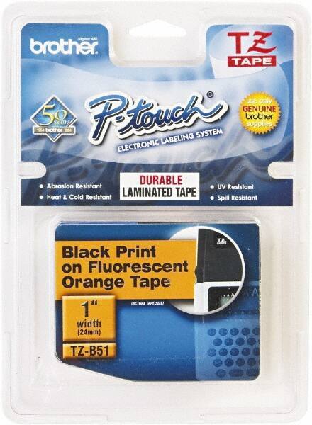 Brother - 1" Wide, Fluorescent Orange Tape Cassette - For Label Maker - Best Tool & Supply