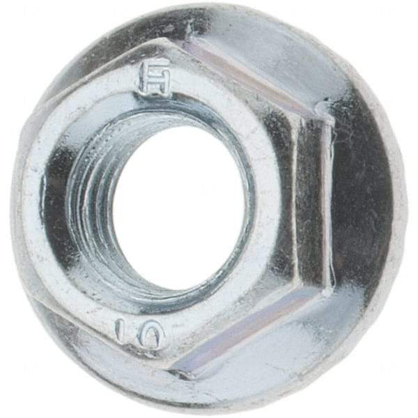 Value Collection - M8, 17.5mm Flange Diam, 8mm High, 12mm Across Flats, Flange Nut - Steel, Zinc-Plated Finish, JIS B 1190 - Best Tool & Supply