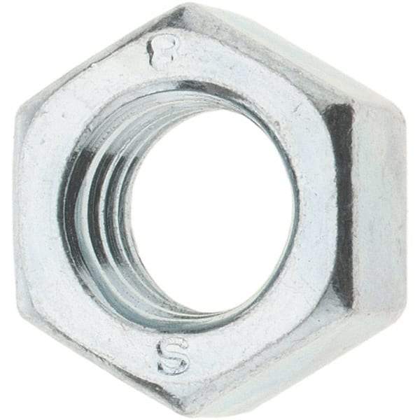 Value Collection - M8x1.25 Metric Coarse Steel Right Hand Hex Nut - 12mm Across Flats, 6.5mm High, Zinc-Plated Finish - Best Tool & Supply