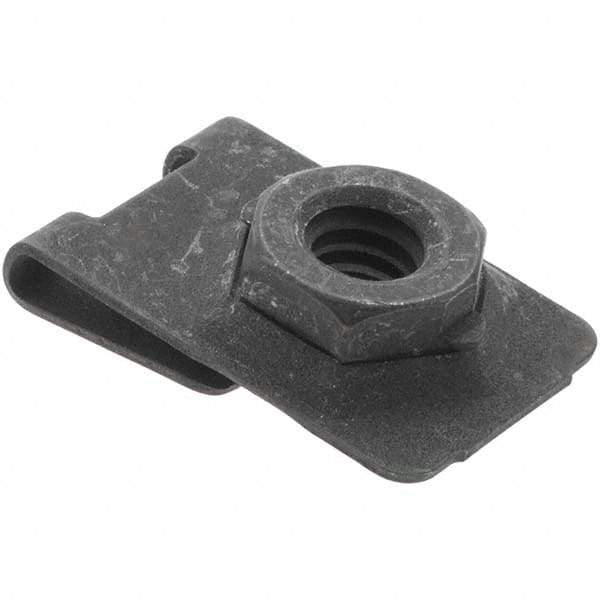 Value Collection - 1/4-20 Screw, 0.032 to 0.093" Thick, Spring Steel J Nut - 1/2" Center Edge, Black Phosphate Finish - Best Tool & Supply