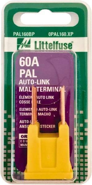 Value Collection - 60 Amp, Automotive Fuse - Yellow, Littlefuse PAL160 - Best Tool & Supply