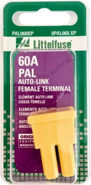 Value Collection - 60 Amp, Automotive Fuse - Yellow, Littlefuse PAL060 - Best Tool & Supply