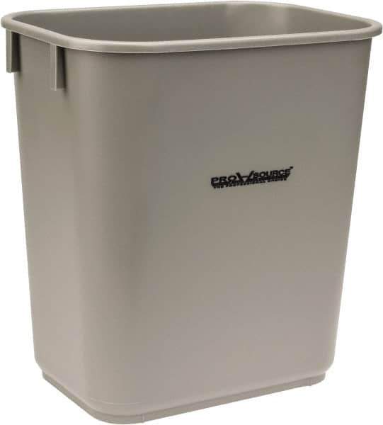 PRO-SOURCE - 14 Qt Gray Rectangle Trash Can - Polyethylene, 12-1/4" High x 8-1/4" Long x 11-1/4" Wide - Best Tool & Supply