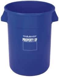 PRO-SOURCE - 20 Gal Blue Round Trash Can - Polyethylene, 22-1/2" High - Best Tool & Supply