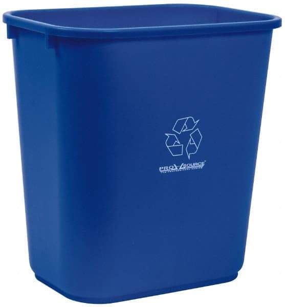 PRO-SOURCE - 28 Qt Blue Rectangle Recycling Container - Polyethylene, 15" High x 10-1/2" Long x 15" Wide - Best Tool & Supply