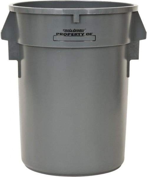 PRO-SOURCE - 32 Gal Round Trash Can - 31-3/4 Inch High, Gray, Polyethylene, Vented Rib Style, USDA Approved - Best Tool & Supply