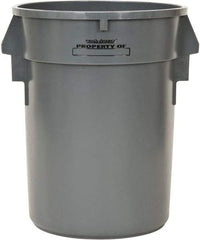 PRO-SOURCE - 32 Gal Round Trash Can - 31-3/4 Inch High, Gray, Polyethylene, Vented Rib Style, USDA Approved - Best Tool & Supply