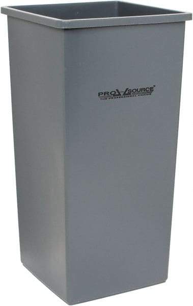 PRO-SOURCE - 32 Gal Gray Square Trash Can - Polyethylene, 31-3/4" High - Best Tool & Supply