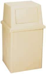 PRO-SOURCE - 35 Gal Beige Rectangle Trash Can - Polyethylene, 39-1/2" High - Best Tool & Supply