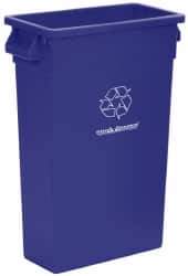 PRO-SOURCE - 23 Gal Blue Rectangle Recycling Container - Polyethylene, 15" High x 11" Long x 23" Wide - Best Tool & Supply