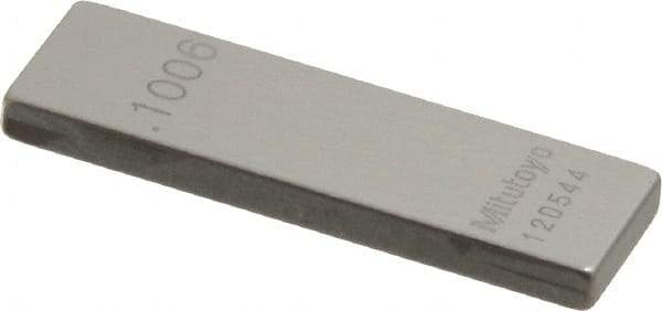 Mitutoyo - 0.1006" Rectangular Steel Gage Block - Accuracy Grade 0, Includes Certificate of Inspection - Best Tool & Supply