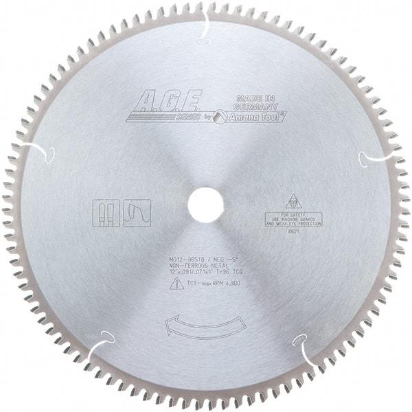 Amana Tool - 12" Diam, 1" Arbor Hole Diam, 96 Tooth Wet & Dry Cut Saw Blade - Carbide-Tipped, Clean Action, Standard Round Arbor - Best Tool & Supply