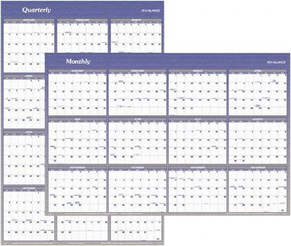 AT-A-GLANCE - 1 Sheet, 32 x 48", Erasable Wall Planner - White & Blue - Best Tool & Supply