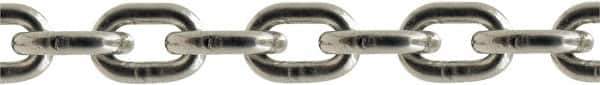 Value Collection - 7/64" Welded Stainless Steel Chain - 132 Lb Capacity, Grade 43, 100' Long, Polished Finish - Best Tool & Supply