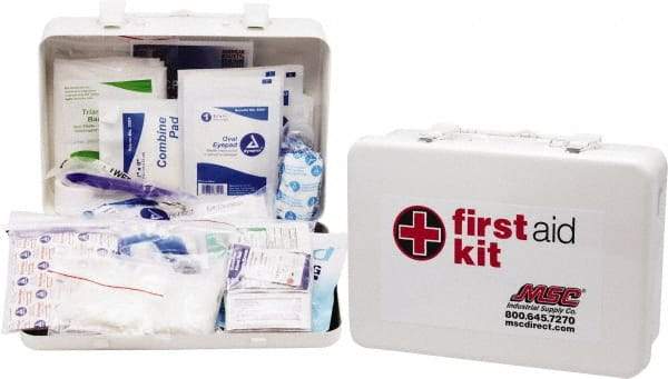 Medique - 100 Piece, 10 Person, Industrial First Aid Kit - 11" Wide x 7-1/2" Deep x 2-1/2" High, Metal Case - Best Tool & Supply