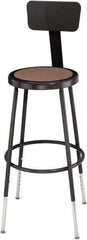 NPS - 14 Inch Wide x 14 Inch Deep x 25 to 32-1/2 Inch High, Steel Base, Adjustable Height Stool - Hardboard Seat, Black - Best Tool & Supply