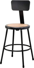 NPS - 24 Inch High, Stationary Fixed Height Stool with Adjustable Height Backrest - 14 Inch Deep x 14 Inch Wide, Hardboard Seat, Black - Best Tool & Supply