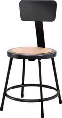 NPS - 18 Inch High, Stationary Fixed Height Stool with Adjustable Height Backrest - 14 Inch Deep x 14 Inch Wide, Hardboard Seat, Black - Best Tool & Supply