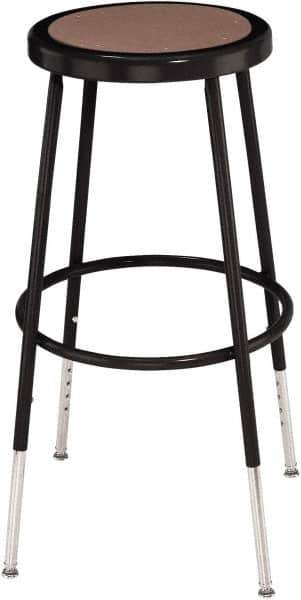 NPS - 14 Inch Wide x 14 Inch Deep x 25 to 33 Inch High, Steel Base, Adjustable Height Stool - Hardboard Seat, Black - Best Tool & Supply