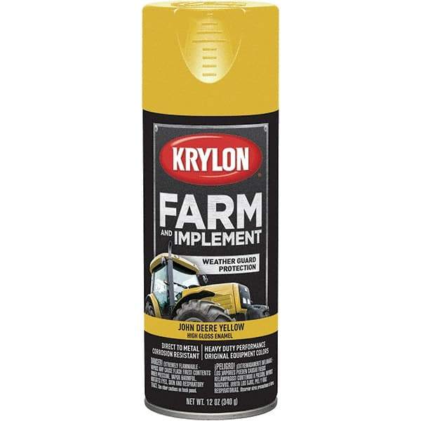 Krylon - Yellow (John Deere), 12 oz Net Fill, Gloss, Farm & Equipment Spray Paint - 12 oz Container, Use on Equipment - Best Tool & Supply