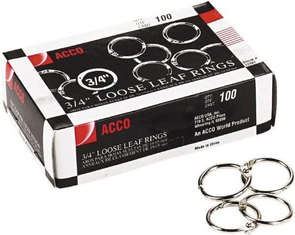 ACCO - 3/4", Book Rings - Steel, Silver - Best Tool & Supply